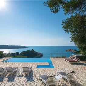 7 bedroom seafront luxury villa with pool & jacuzzi, near Acharavi, sleeps 14-15